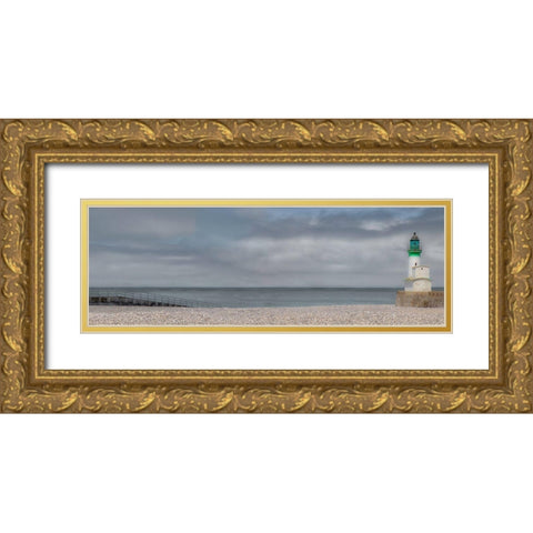 Tracport Lighthouse Gold Ornate Wood Framed Art Print with Double Matting by Claes, Gilbert