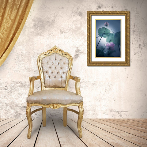 Lotus Gold Ornate Wood Framed Art Print with Double Matting by Shanyewuyu