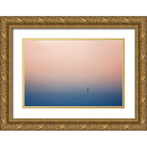 Stand Up Paddling Gold Ornate Wood Framed Art Print with Double Matting by Hermann, Uschi
