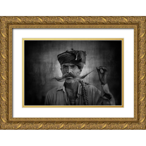 Old Rajasthani Man Gold Ornate Wood Framed Art Print with Double Matting by Yosifov, Svetlin