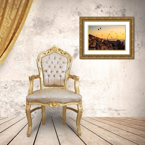 Sunrise Over Cappadocia Gold Ornate Wood Framed Art Print with Double Matting by Pancareken, Yavuz