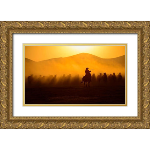 Chasing The Jades! Gold Ornate Wood Framed Art Print with Double Matting by Pancareken, Yavuz