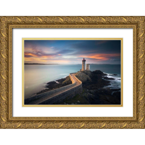 Le Phare Du Petit Minou Gold Ornate Wood Framed Art Print with Double Matting by Carozzi, Fiorenzo