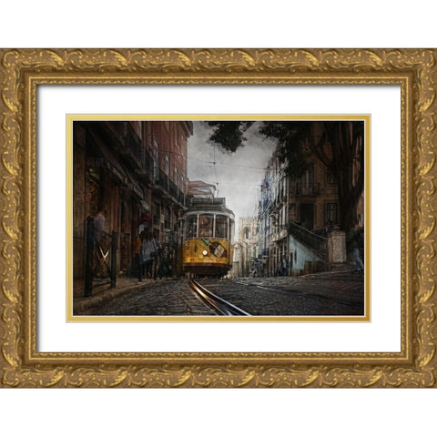 The Exciting Lisbon Gold Ornate Wood Framed Art Print with Double Matting by C. Lobato, Jose