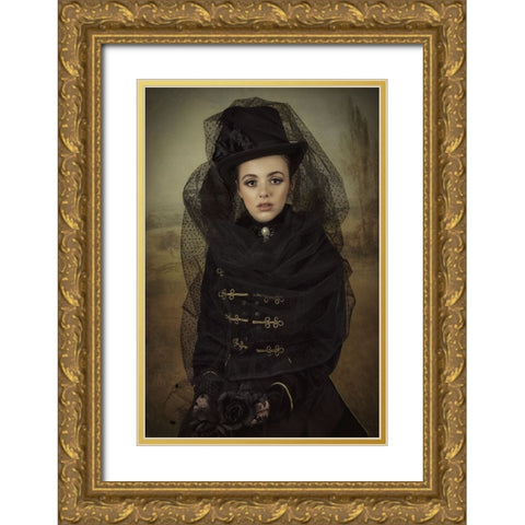 English Lady Gold Ornate Wood Framed Art Print with Double Matting by Kayen-Mouthaan, Carola
