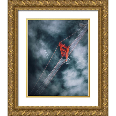 Ggb From Above Gold Ornate Wood Framed Art Print with Double Matting by George, David