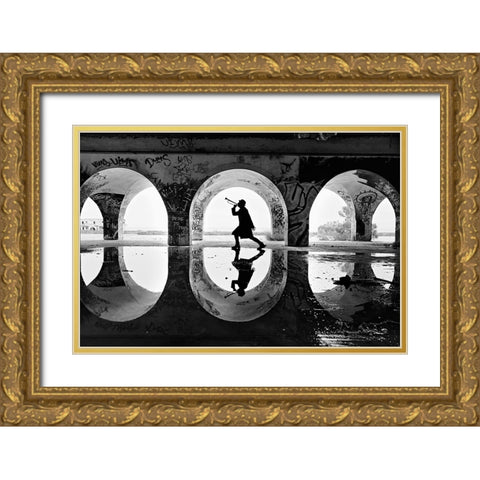 The Human Voice Is The Organ Of The Soul Gold Ornate Wood Framed Art Print with Double Matting by Keramidas, Iordanis