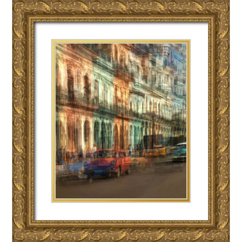 Colores De La Habana Gold Ornate Wood Framed Art Print with Double Matting by Labagnara, Roxana