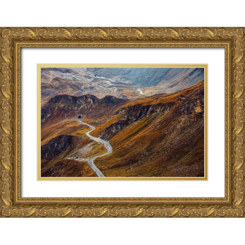 Road Gold Ornate Wood Framed Art Print with Double Matting by Beata, Angyalosi
