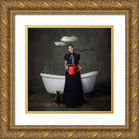 Have You Ever Seen The Rain Gold Ornate Wood Framed Art Print with Double Matting by Hardibudi