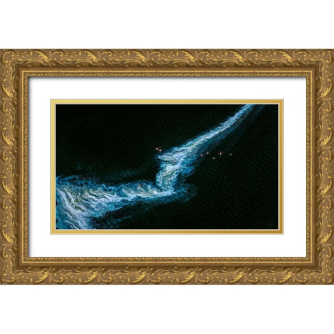 Dances With Waves Gold Ornate Wood Framed Art Print with Double Matting by J. Chen, John