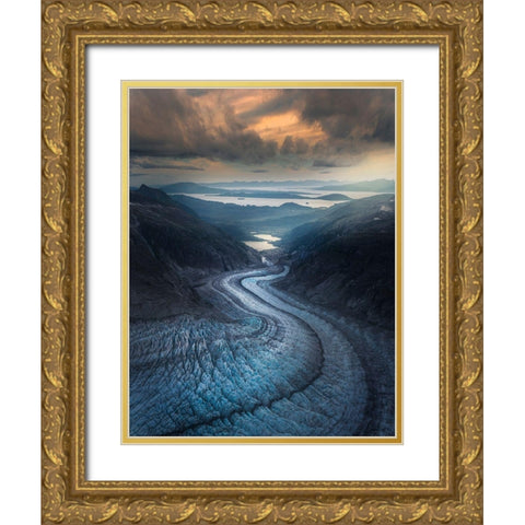Snake Glacier Gold Ornate Wood Framed Art Print with Double Matting by S. Chia, James