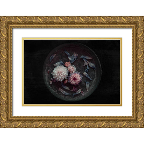 Dahlia On Their Last Gold Ornate Wood Framed Art Print with Double Matting by Schuster, Inge