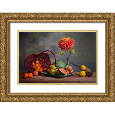 Fruits Gold Ornate Wood Framed Art Print with Double Matting by Jacobs, Lydia