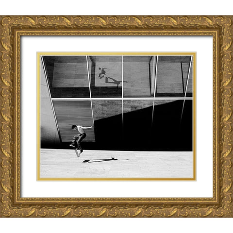 Skate Rider Gold Ornate Wood Framed Art Print with Double Matting by Domenichi, Luca