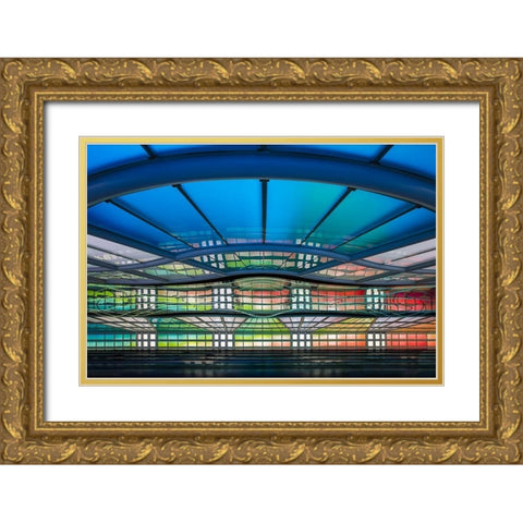 Concourse C .... Gold Ornate Wood Framed Art Print with Double Matting by Doyle, Renee