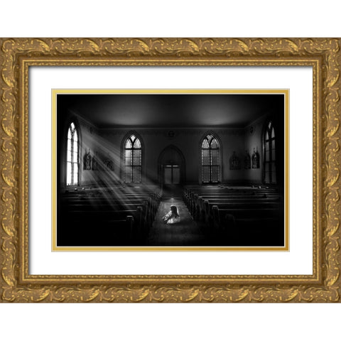 My Solace Gold Ornate Wood Framed Art Print with Double Matting by Kapuschinsky