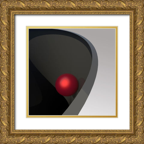 Metal Ball In Bowl Gold Ornate Wood Framed Art Print with Double Matting by Bunjamin, Antonyus