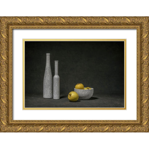Apples Gold Ornate Wood Framed Art Print with Double Matting by Verot, Christophe