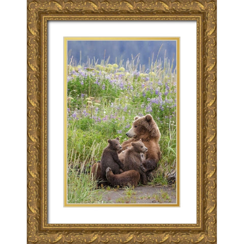 In A Mothers Arms Gold Ornate Wood Framed Art Print with Double Matting by Doyle, Renee