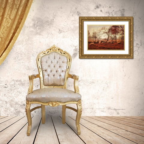 Last Days Of Autumn Gold Ornate Wood Framed Art Print with Double Matting by Van Deelen, Ellen