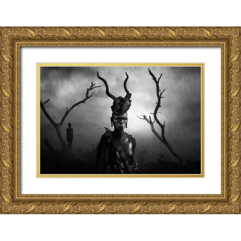 Woman Mursi Gold Ornate Wood Framed Art Print with Double Matting by Yosifov, Svetlin