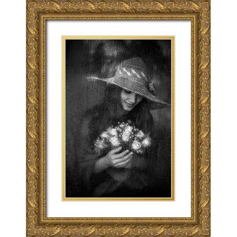 Flower Gold Ornate Wood Framed Art Print with Double Matting by Nisan Kandilcioglu, Ummu