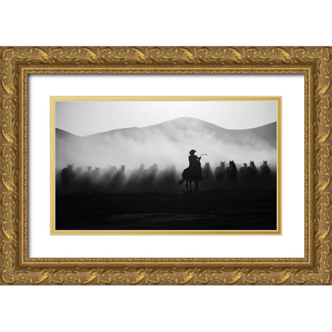 Chasing The Jades! Gold Ornate Wood Framed Art Print with Double Matting by Pancareken, Yavuz