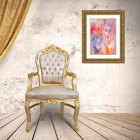 Flowers With Joy Gold Ornate Wood Framed Art Print with Double Matting by Devos, Delphine