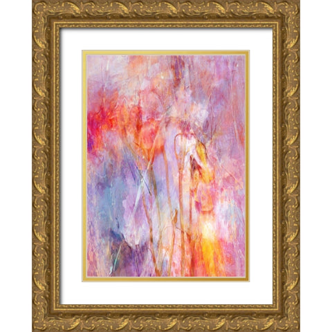 Flowers With Joy Gold Ornate Wood Framed Art Print with Double Matting by Devos, Delphine