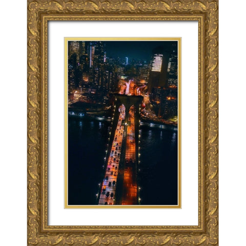Flying Nyc Gold Ornate Wood Framed Art Print with Double Matting by De La, Javier