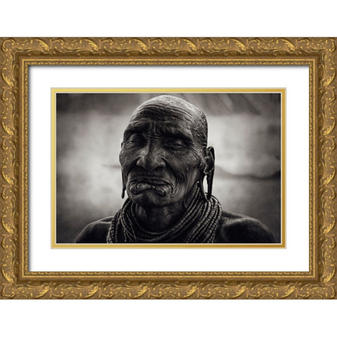 Mursi Wo Gold Ornate Wood Framed Art Print with Double Matting by Yosifov, Svetlin