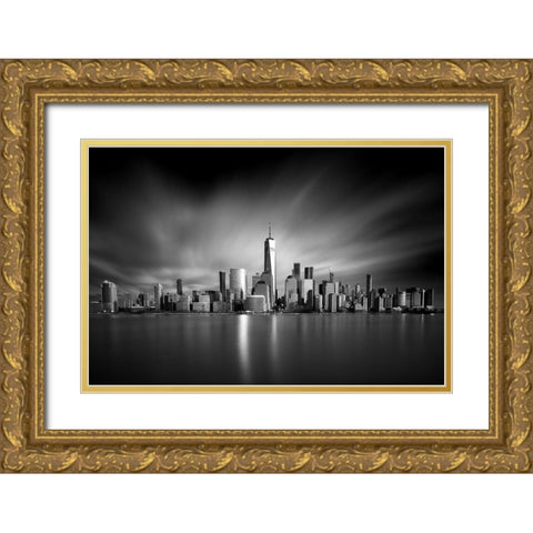 Beacon Scrapers Gold Ornate Wood Framed Art Print with Double Matting by Bolton, Robert