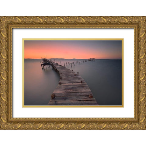 Palafitte Gold Ornate Wood Framed Art Print with Double Matting by Zoumides, Christos