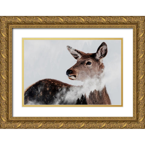 Breathe Gold Ornate Wood Framed Art Print with Double Matting by Beata, Angyalosi