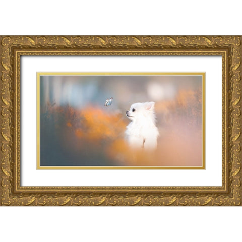 Tiny Love Gold Ornate Wood Framed Art Print with Double Matting by Lienjp