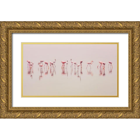 Water Ballet Gold Ornate Wood Framed Art Print with Double Matting by Thabet, Ahmed