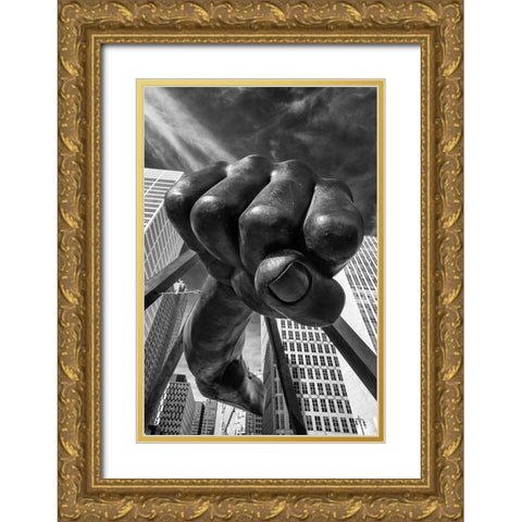 Dee-Troit Power Gold Ornate Wood Framed Art Print with Double Matting by Egel, Tom
