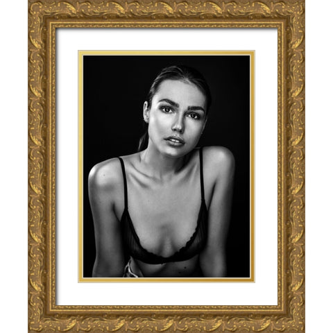 Project Faces [Romi] Gold Ornate Wood Framed Art Print with Double Matting by Krystynek MQEP, Martin
