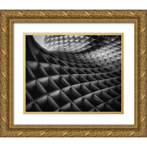 Waves Gold Ornate Wood Framed Art Print with Double Matting by Tomaz Silva, Filipe