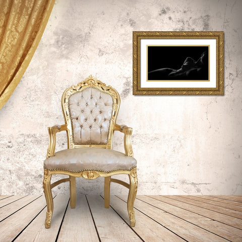 Silhouette Gold Ornate Wood Framed Art Print with Double Matting by Valevicius, Aurimas