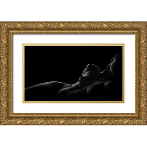 Silhouette Gold Ornate Wood Framed Art Print with Double Matting by Valevicius, Aurimas