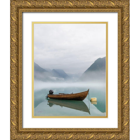 Boat Gold Ornate Wood Framed Art Print with Double Matting by Thorberntsson, Claes