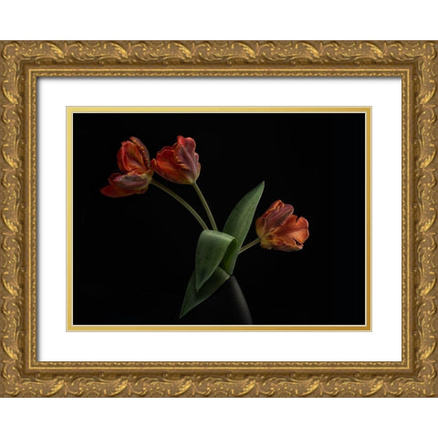 Tulips In Vase Gold Ornate Wood Framed Art Print with Double Matting by Gronkjar, Lotte