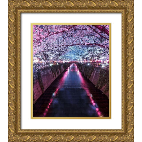 Sakura Season Gold Ornate Wood Framed Art Print with Double Matting by F4 Passion