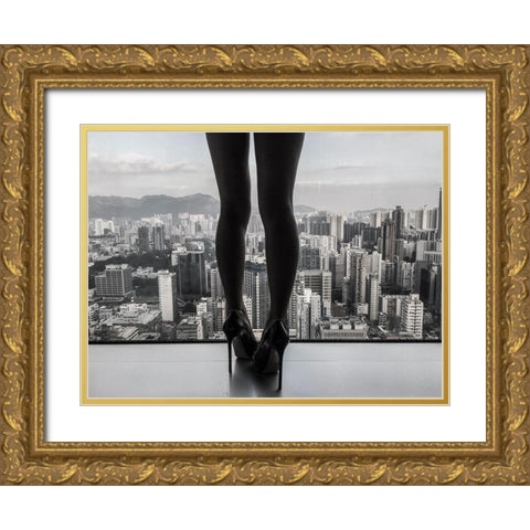 City|E|Scape Gold Ornate Wood Framed Art Print with Double Matting by Schottstaedt, Erik