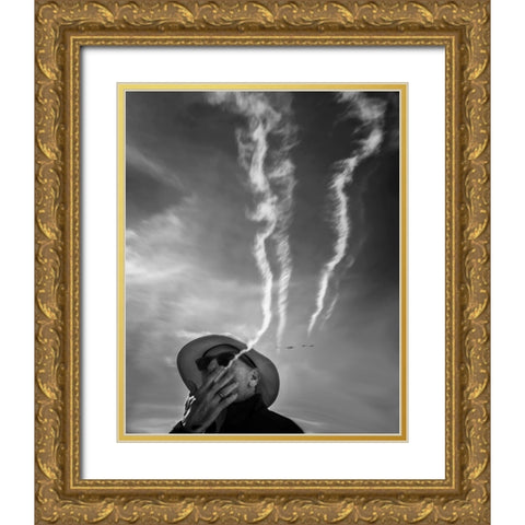 Smoking Gold Ornate Wood Framed Art Print with Double Matting by Guo, Leah