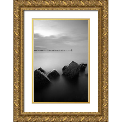 The Lighthouse Gold Ornate Wood Framed Art Print with Double Matting by Landwind