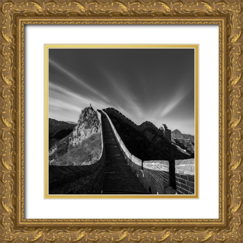 Photographing The Great Wall Gold Ornate Wood Framed Art Print with Double Matting by Zhu, Hua