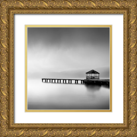 Whispering Lakes 019 Gold Ornate Wood Framed Art Print with Double Matting by Digalakis, George